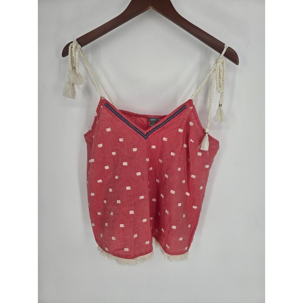 Aerie Salmon Beaded Rope Straps Cotton Tank Women's M